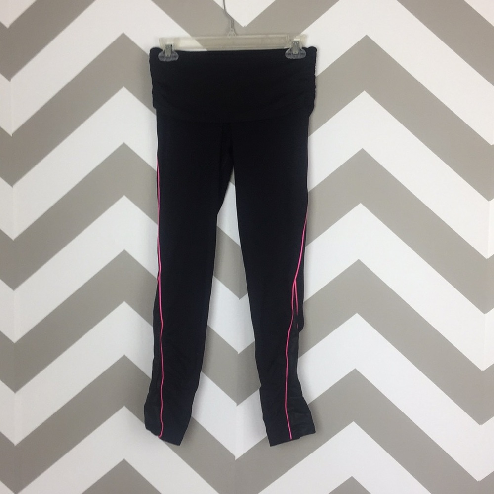 BEBE Sport Athletic Leggings Black Pink Size Small